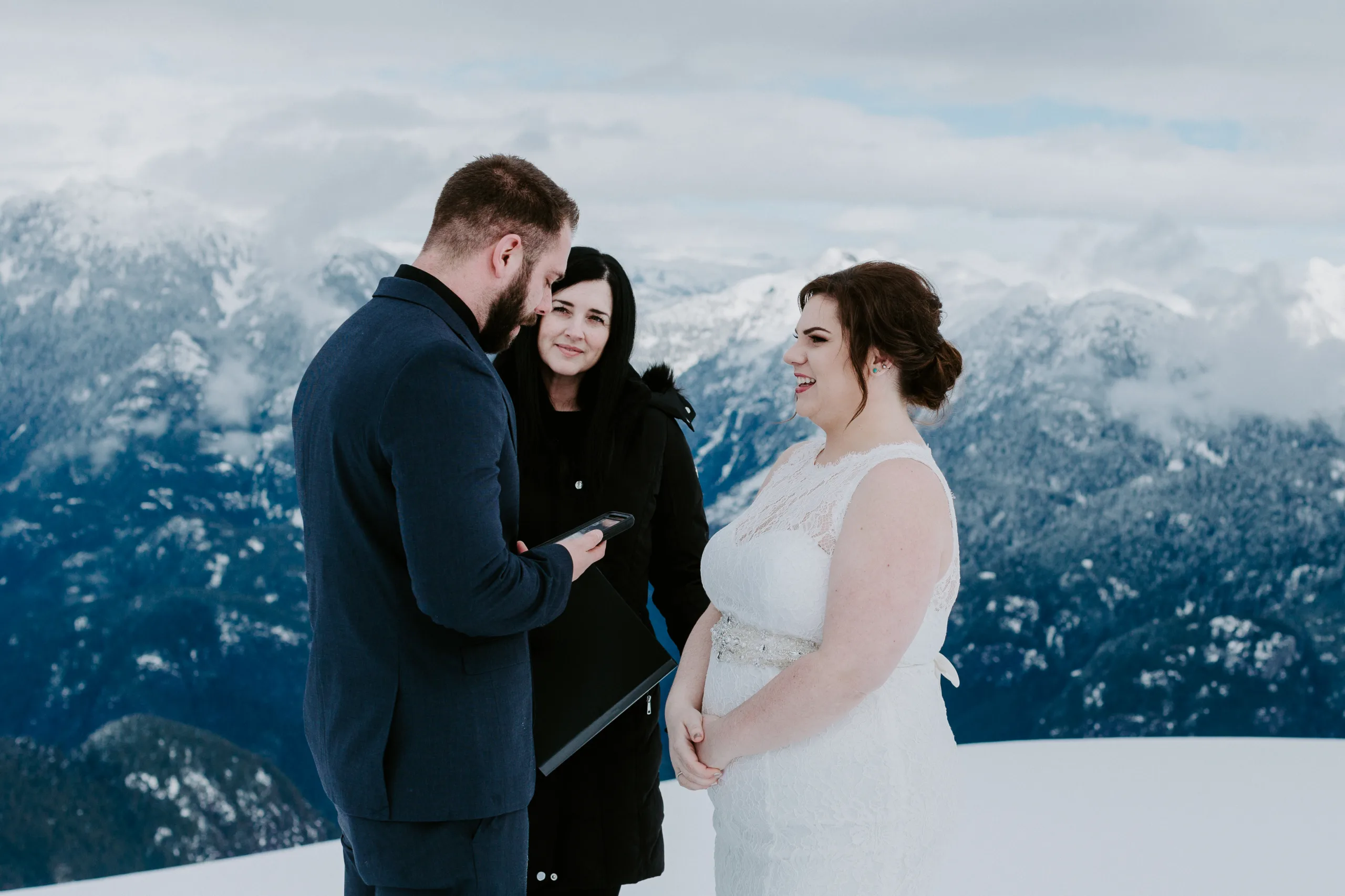 Helicopter elopement with Officiant Erika