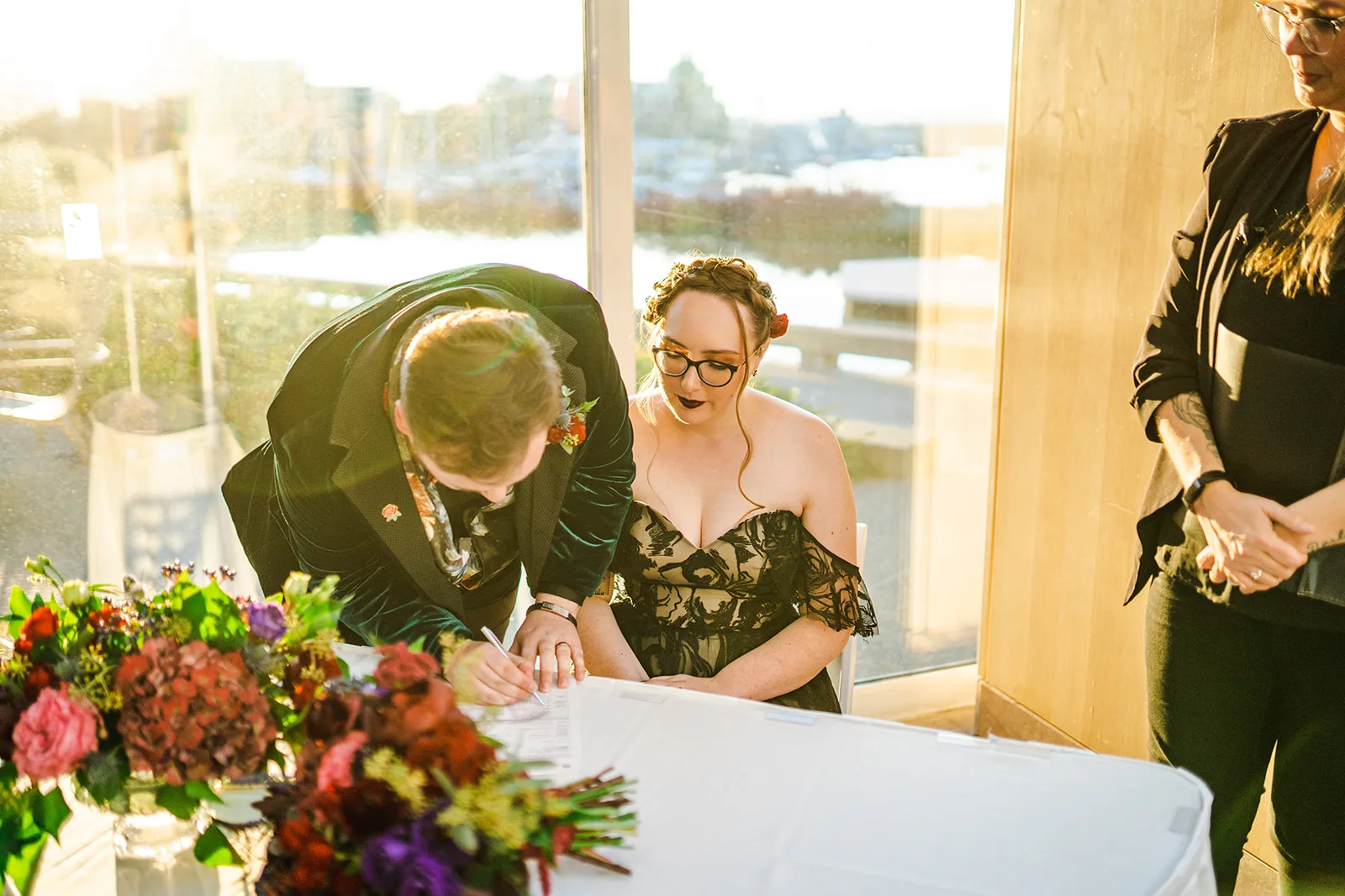 signing a BC wedding licence, marriage license in Victoria, BC