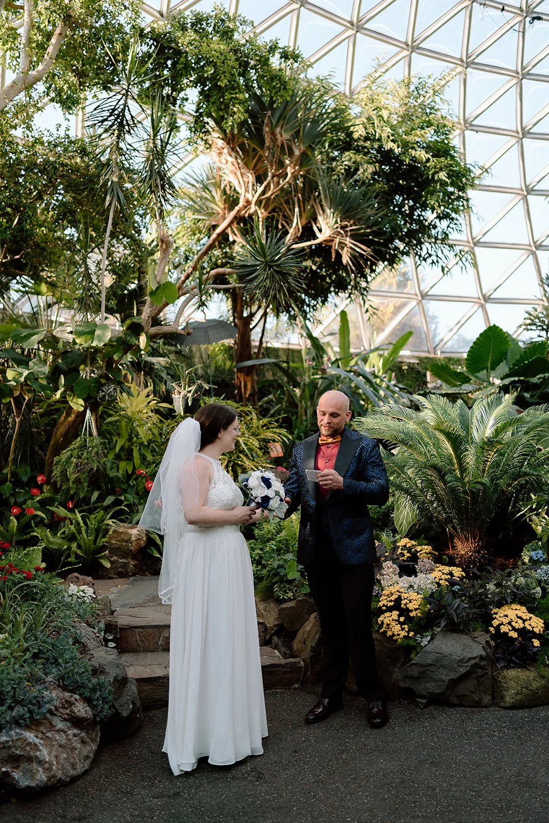 vow exchange at vancouver wedding ceremony with young hip and married wedding officiants