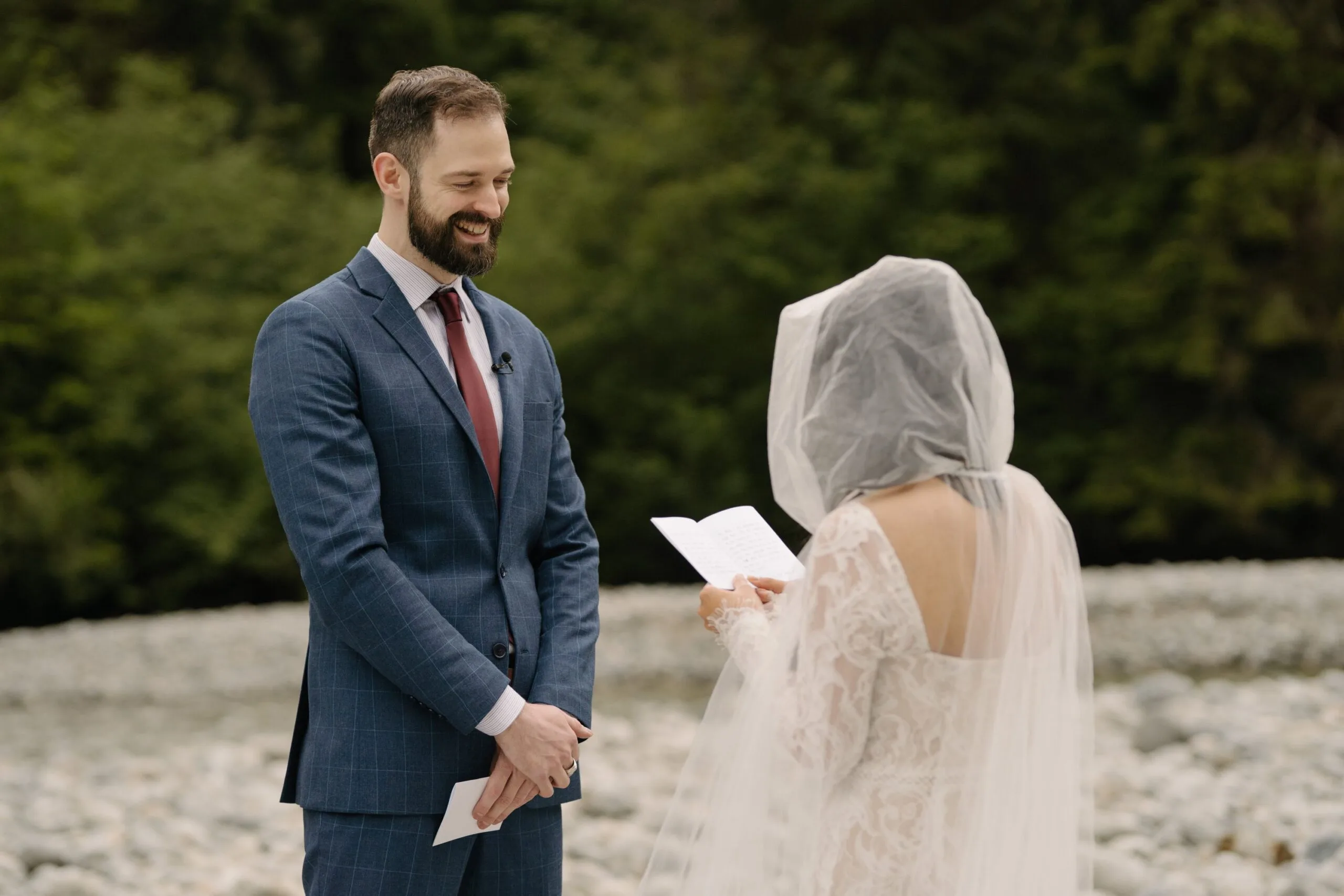 wedding vows, personal vows, vow exchange between a couple during their Young Hip & Married helicopter elopement