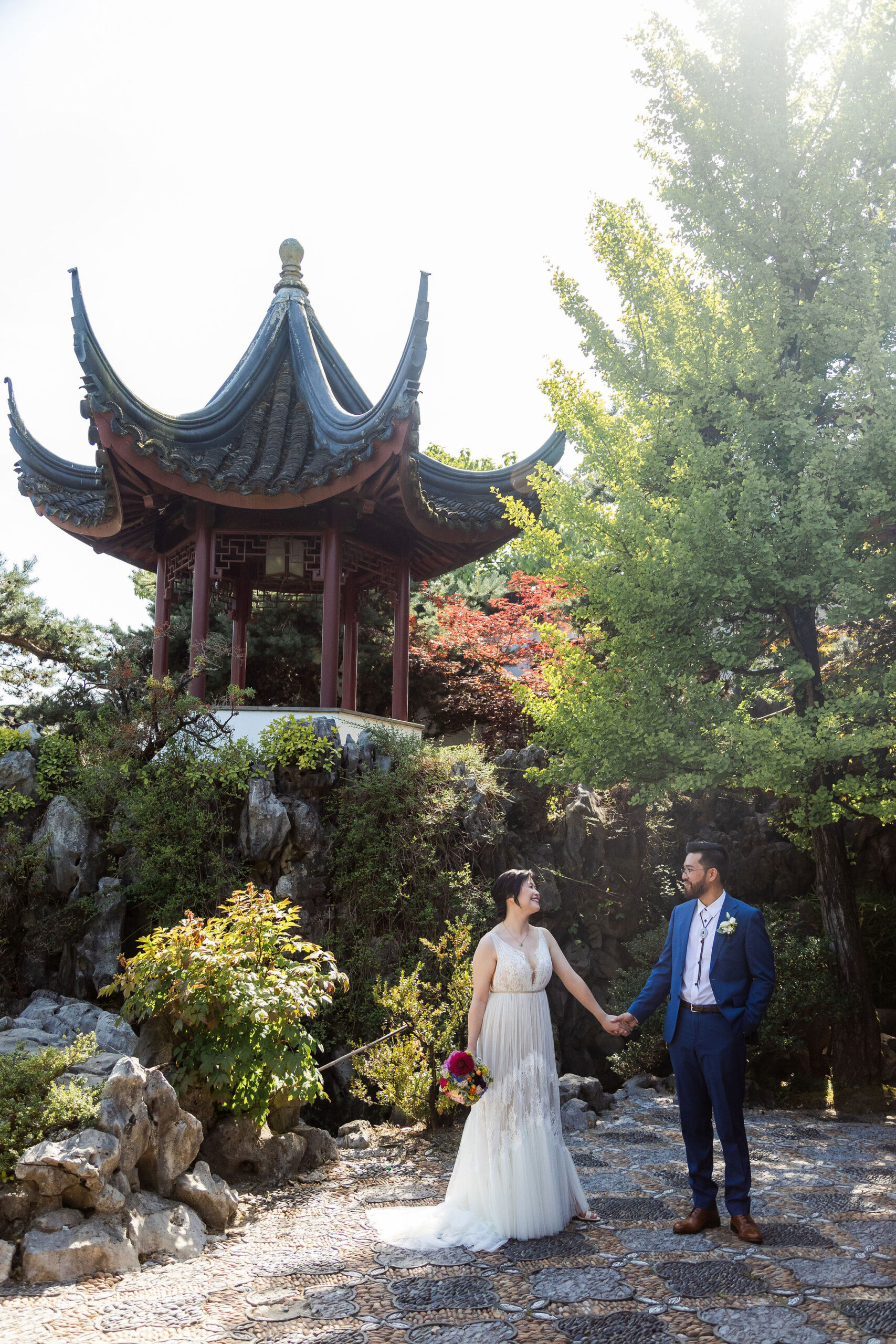 couple getting married at Vancouver Chinese garden