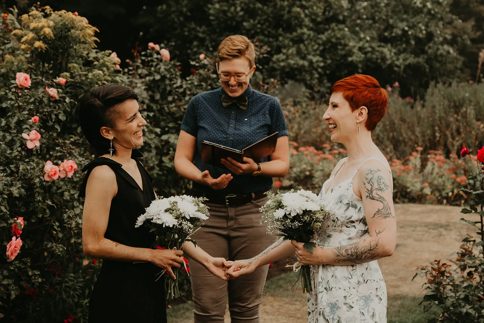VanDusen botanical garden wedding ceremony with Young Hip & Married, queer wedding