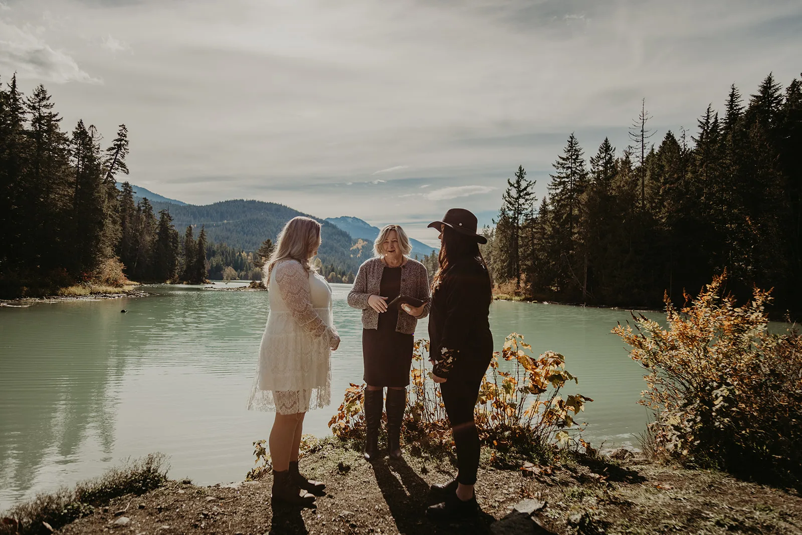 Young Hip & Married elopement ceremony at Green Lake with wedding officiant Lauren