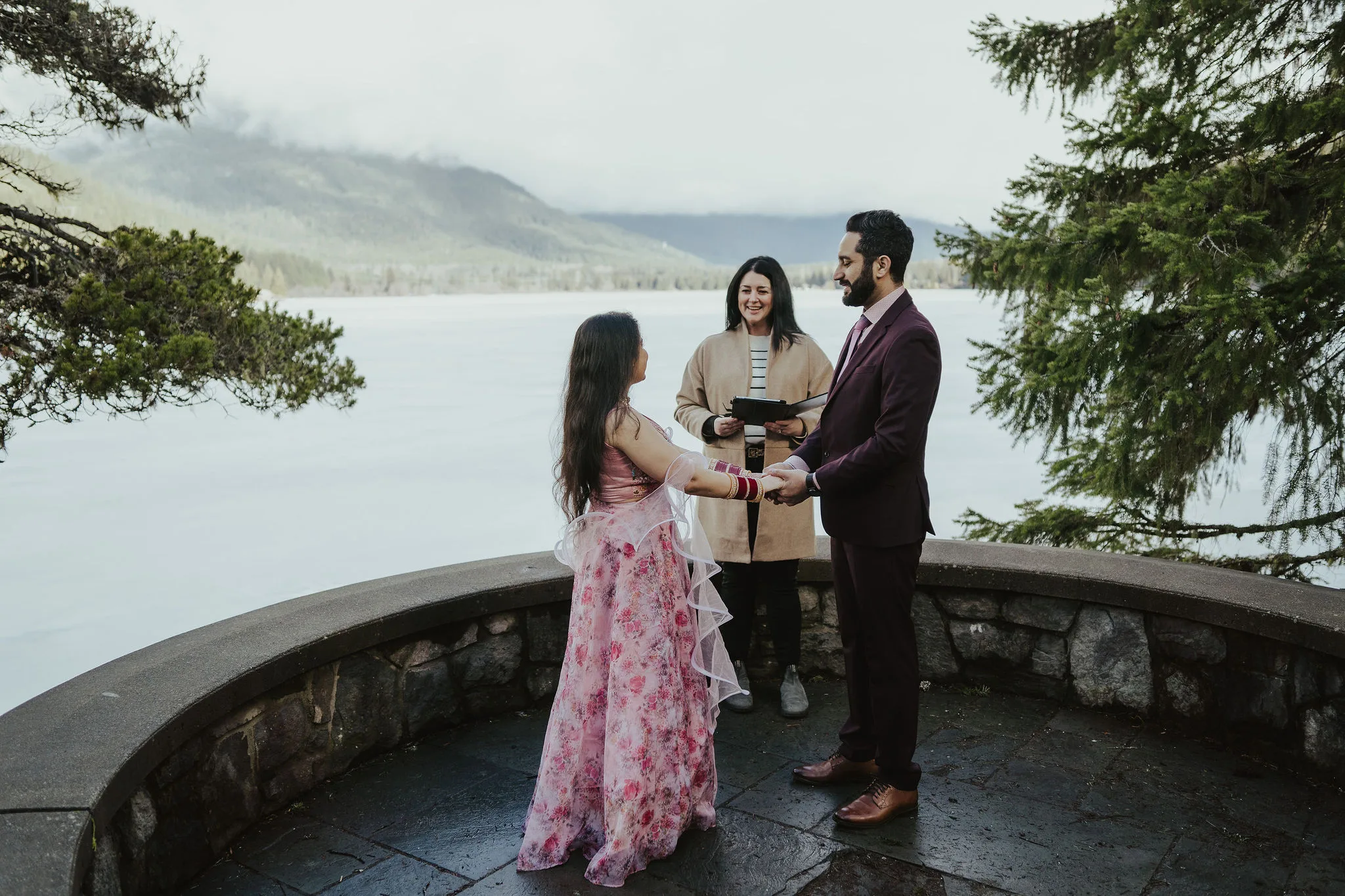 Young Hip & Married wedding officiant Erika Enns officiating a Whistler Elopement with a couple in the Stone Circle