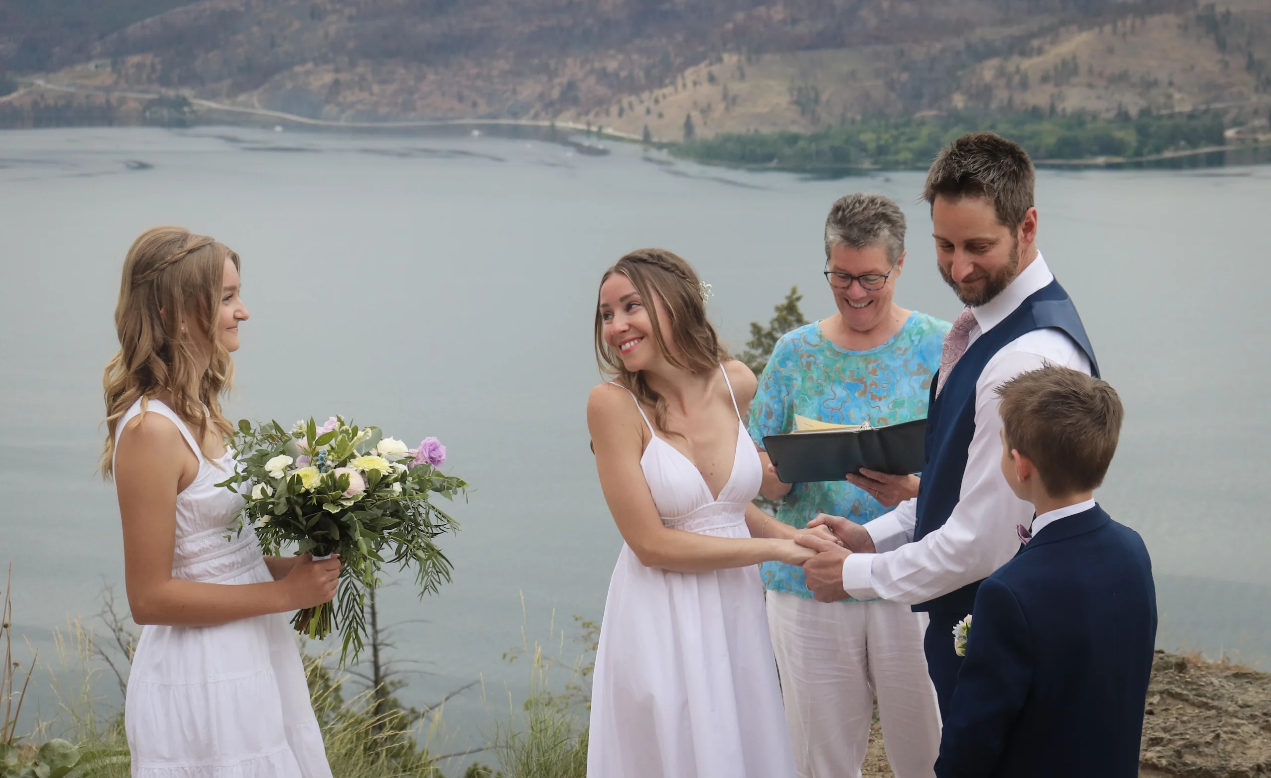 Officiant LeAnn with Chris and Amber during their elopement in Kelowna