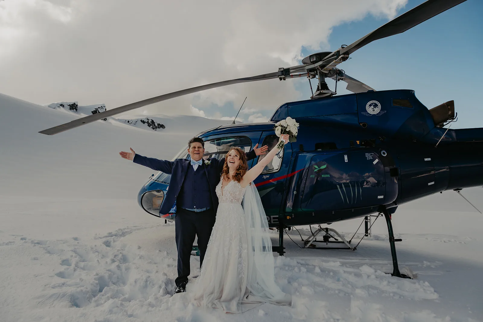 Kat and Goretti during their helicopter elopement with Young Hip & Married, Erica Miller Photography