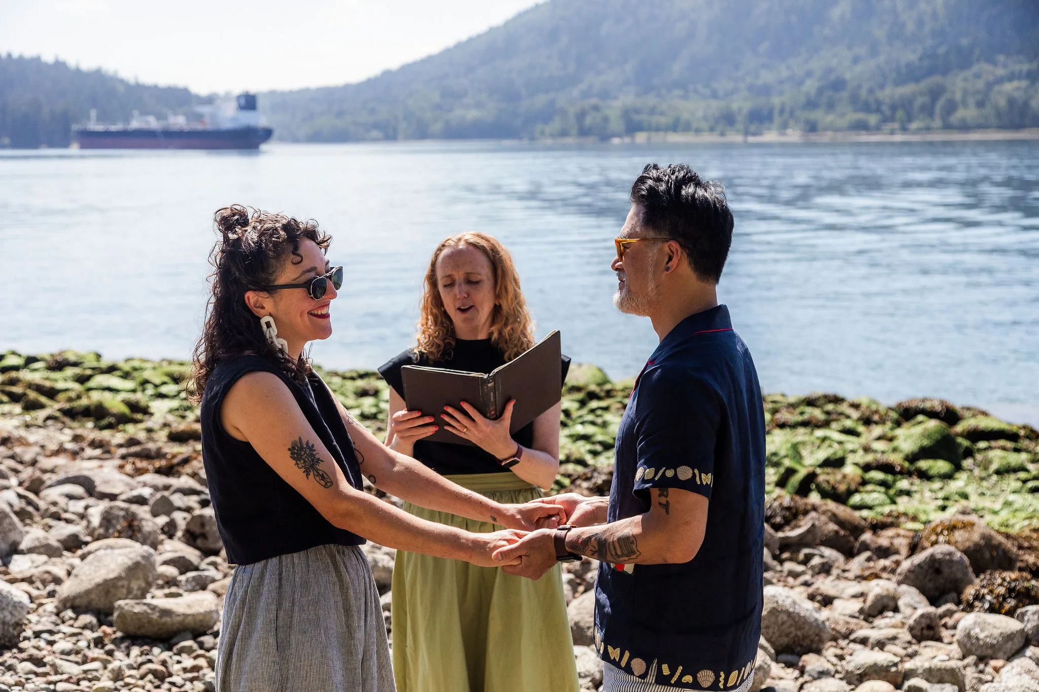 Matt and Maia during their beach elopement with Officiant Jane, John Bello Photography