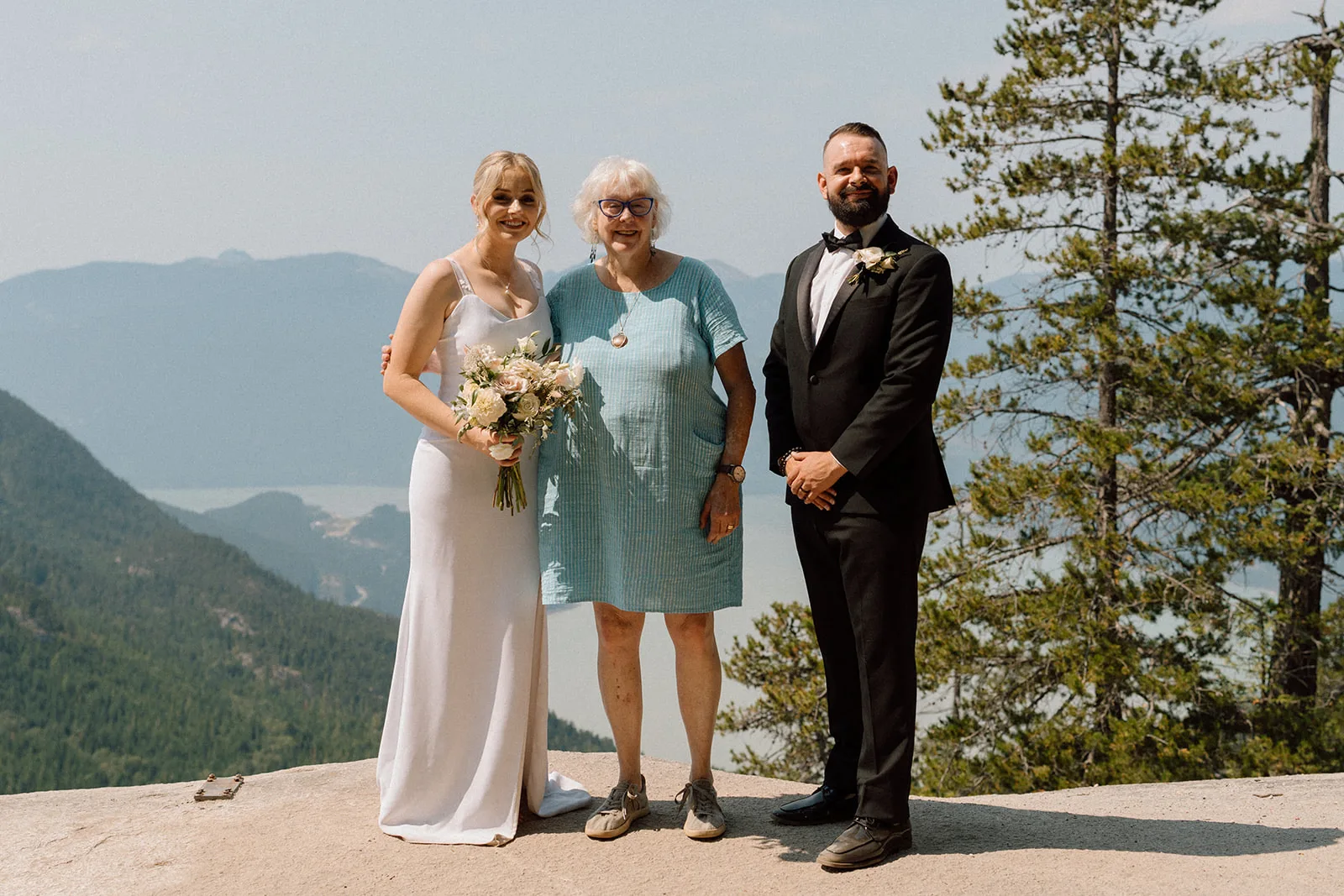 Layla and Tyler after their ceremony with Officiant Lorraine at Sea to Sky