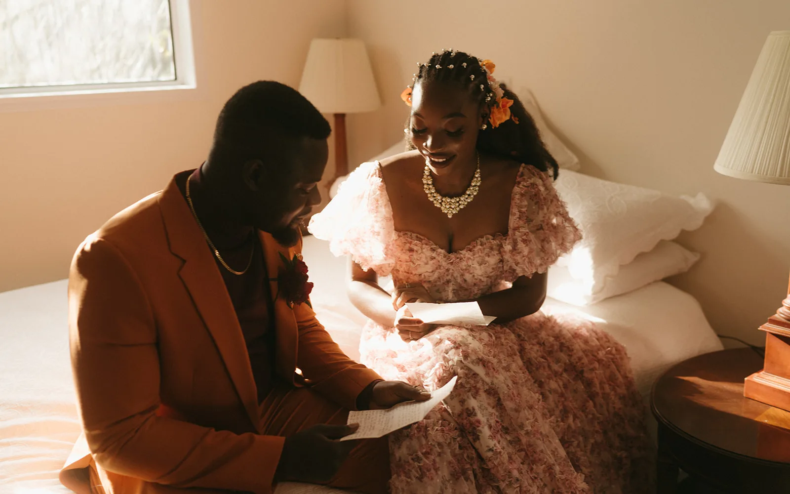 Bride and groom exchange wedding letters before their ceremony, Taylor Dawning Photography