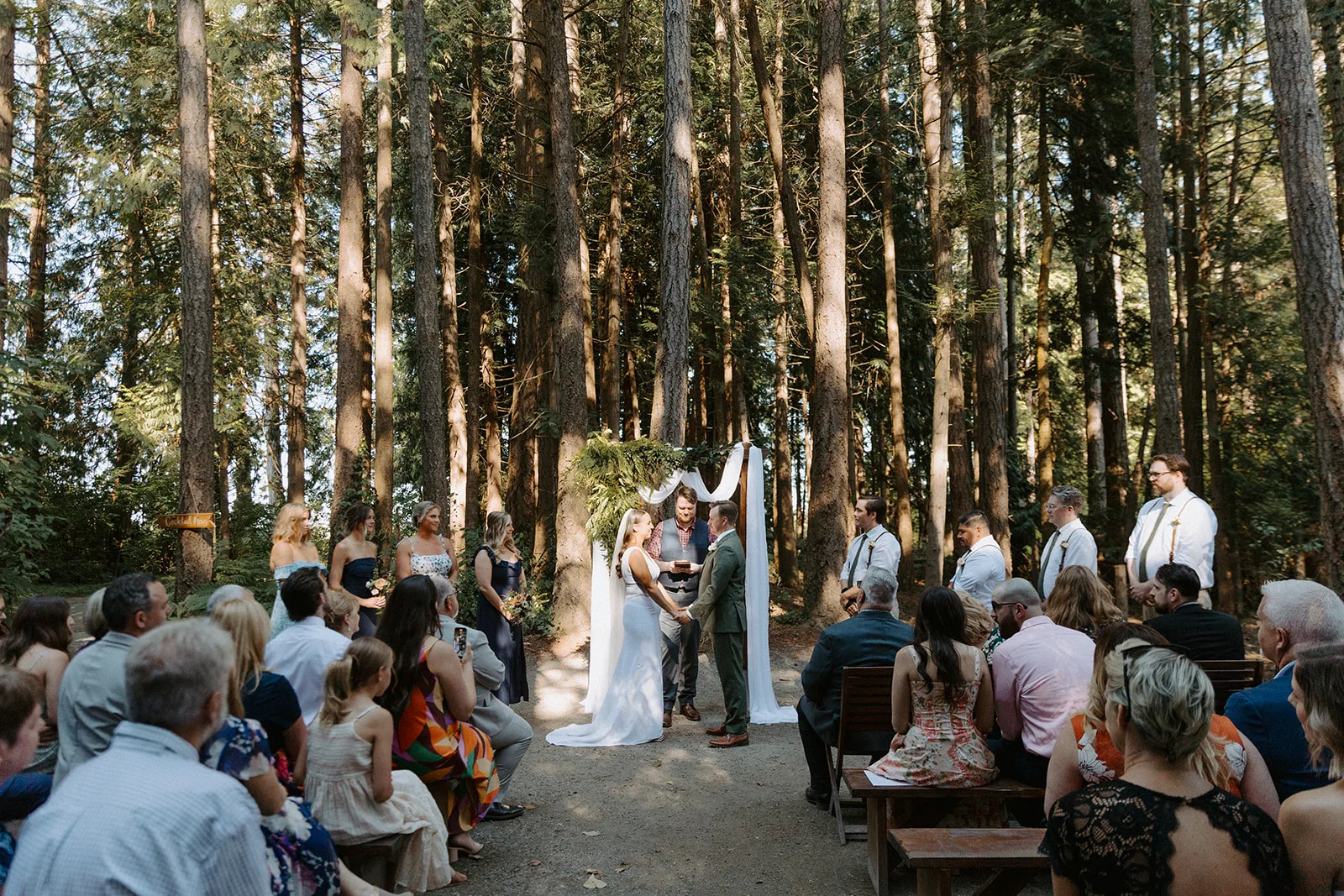 Jen and Jared's wedding ceremony at Sea Cider with Officiant Jordan, Moon and Marble Photography