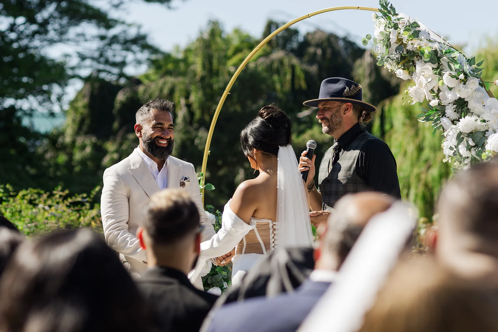 Shelly and Amar's wedding ceremony with Officiant Shawn, Fortune Hill Photography